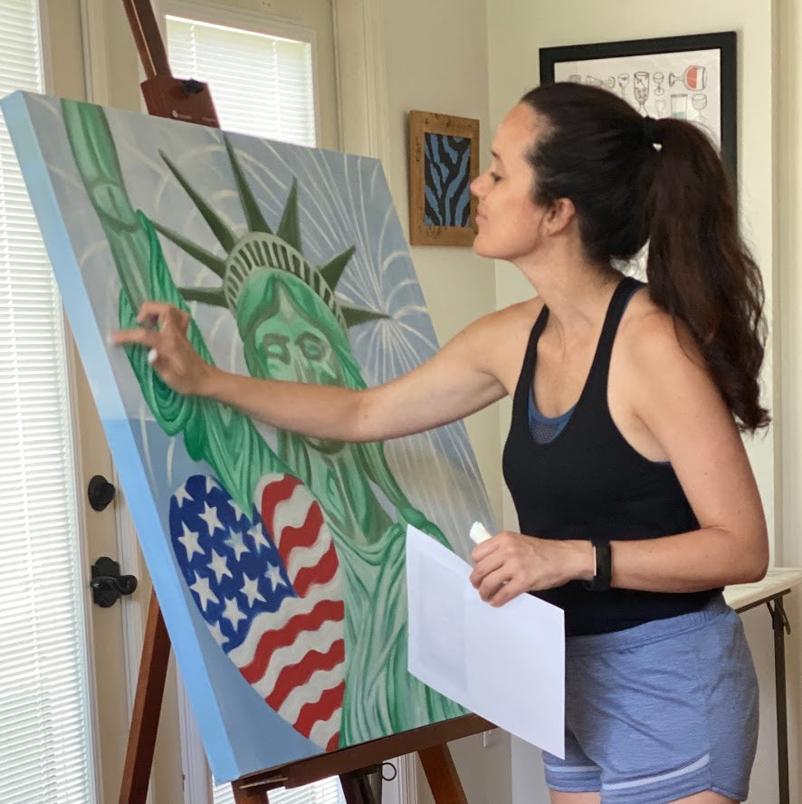 Lady Liberty, Oil and Acrylic Painting