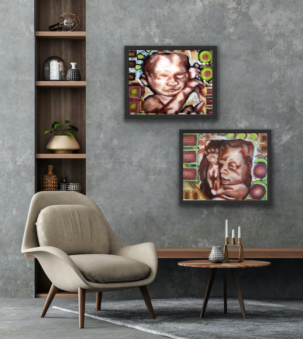 Custom Framed Ultrasound Oil Painting