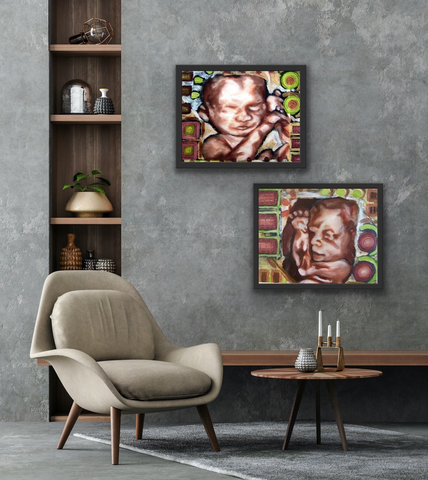 Custom Framed Ultrasound Oil Painting