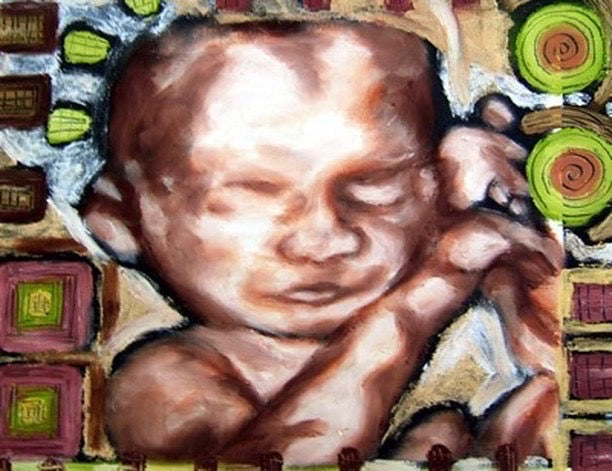 Custom Framed Ultrasound Oil Painting